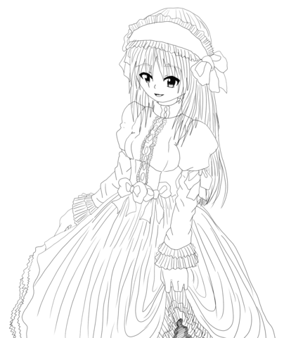 Anime Maid Character By Gabriela Gogonea Coloring Page